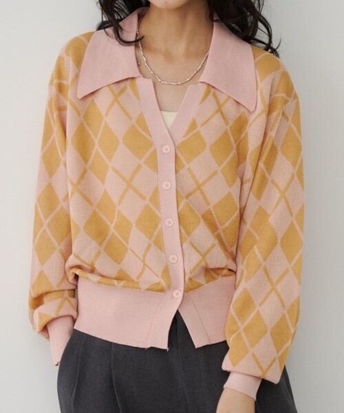 Unitage シアーアーガイルカーディガン