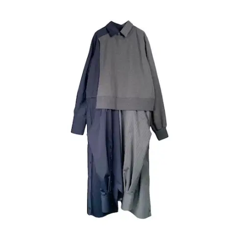 THE KEIJI HYBRID SWEAT PINSTRIPE SHIRT DRESS