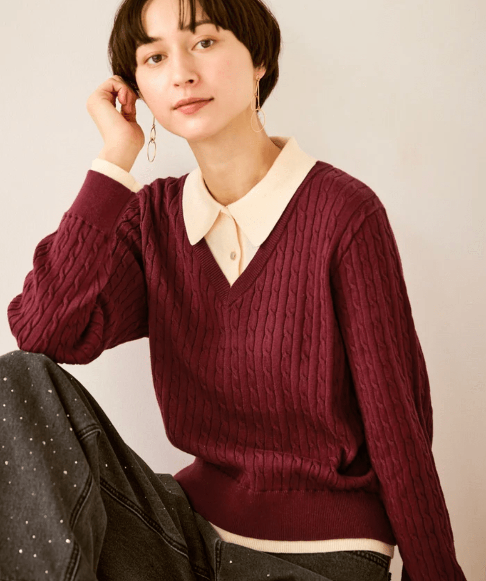 ROPE' PICNIC フェイクレイヤードニットプルオーバー