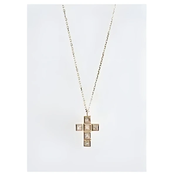 loin. diamond croix long necklace