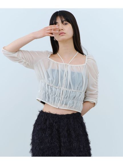 CODE A sheer gather blouse