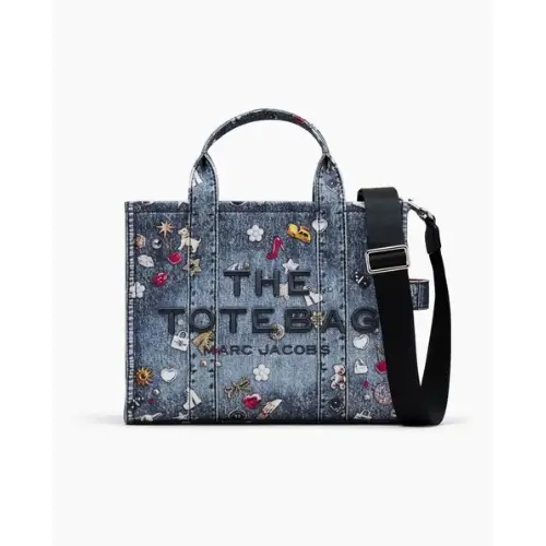 MARC JACOBS TROMPE LOEIL TRINKET CANVAS MEDIUM TOTE BAG