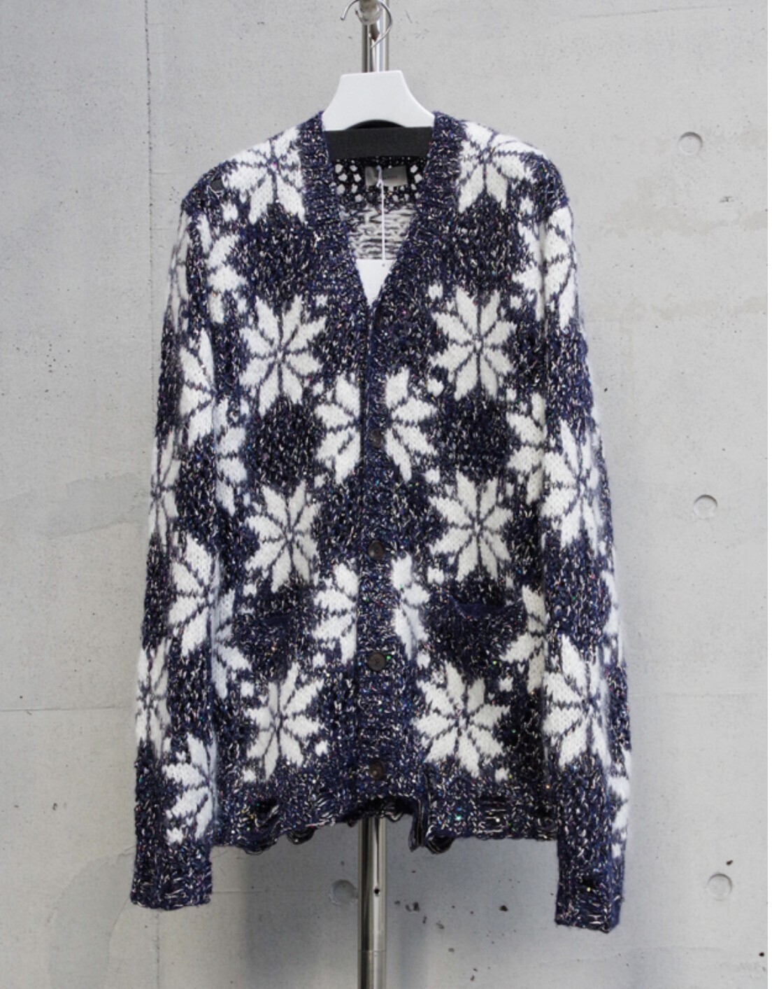BED J.W. FORD "Snow Pattern Cardigan" - Navy
