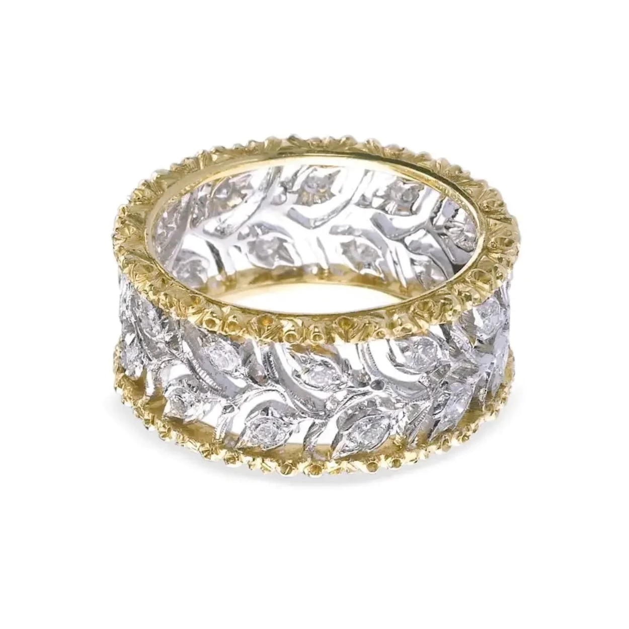 BUCCELLATI 18k Gold Diamond Ramage Band Ring