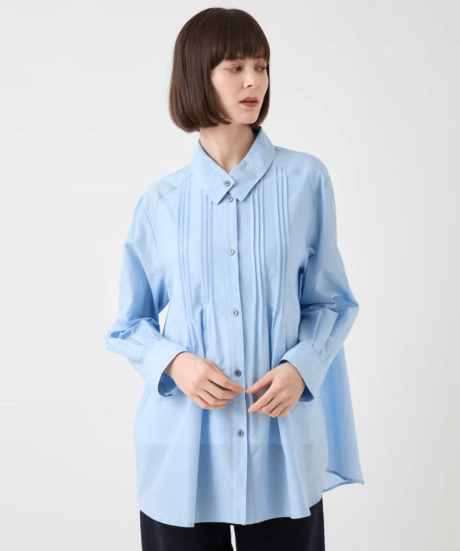HIROKO BIS コットンシルクピンタックブラウス