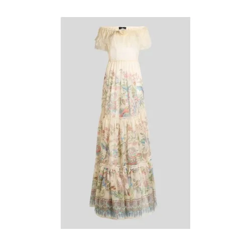 ETRO フローラ&ファウナ エンジニアードプリント ロング シルク ドレス