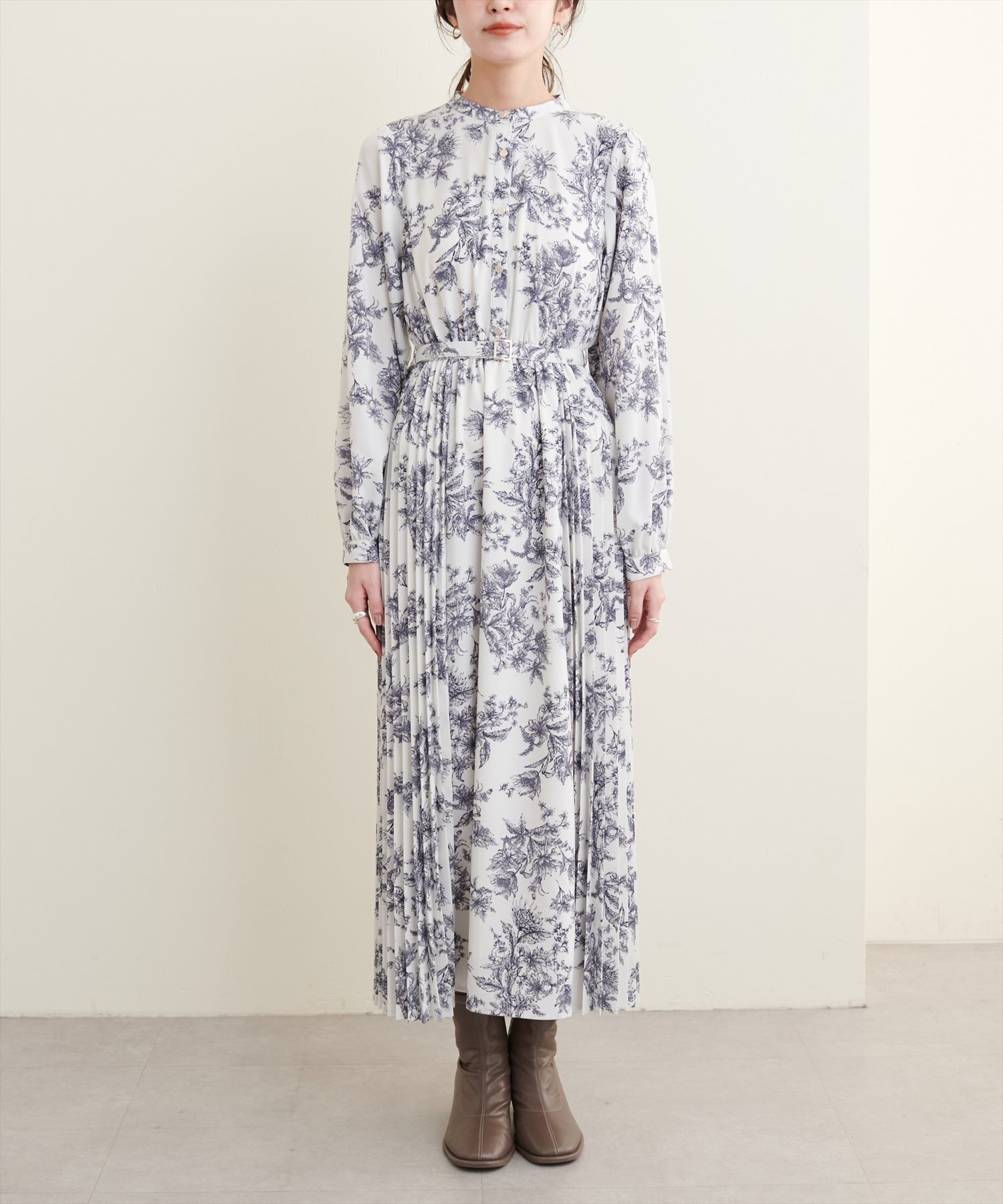natural couture サイドプリーツデザインワンピース