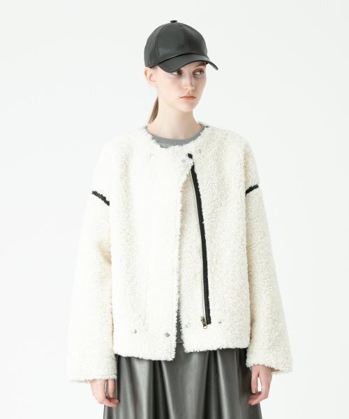 allureville フェイクプードルファーショートブルゾン