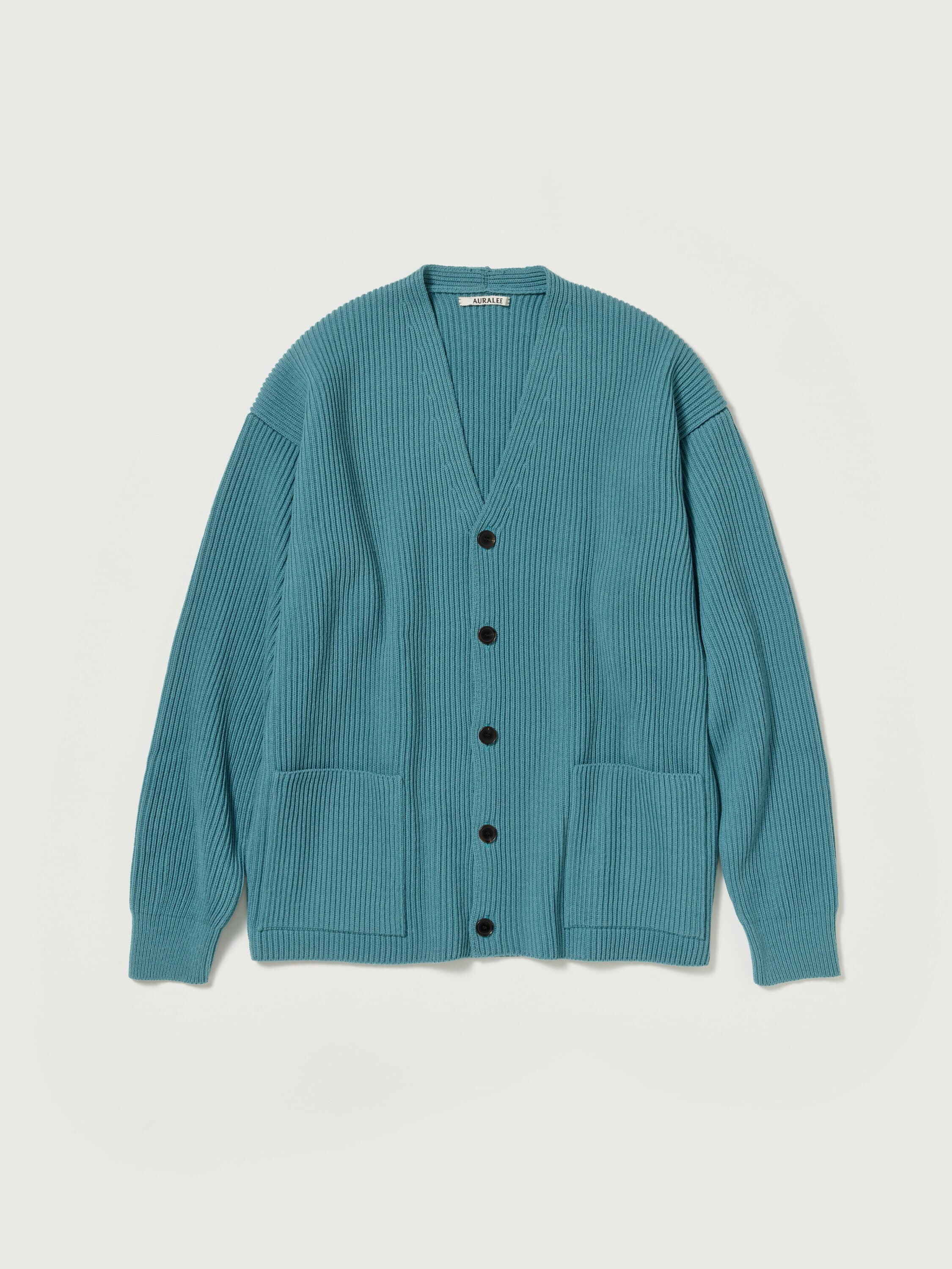 AURALEE SUPER FINE WOOL RIB KNIT BIG CARDIGAN