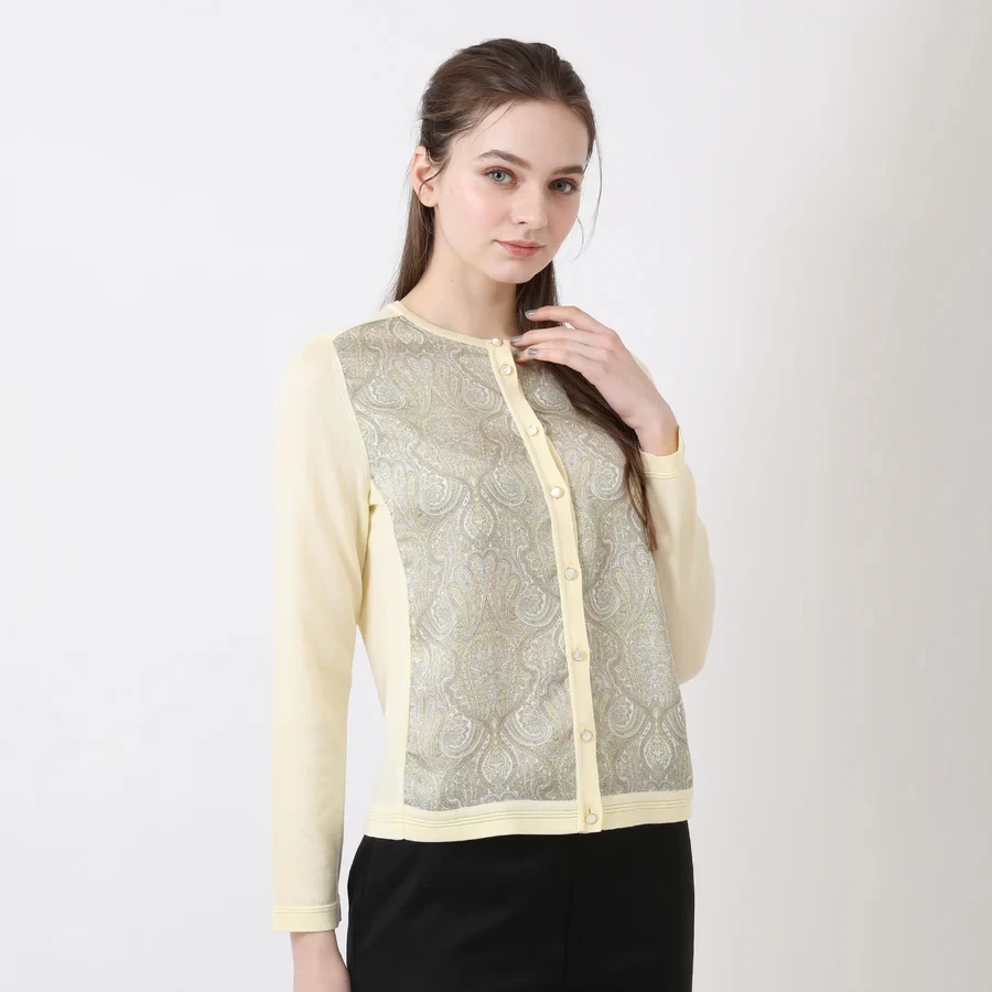 DAKS Paisley Print Knit Cardigan