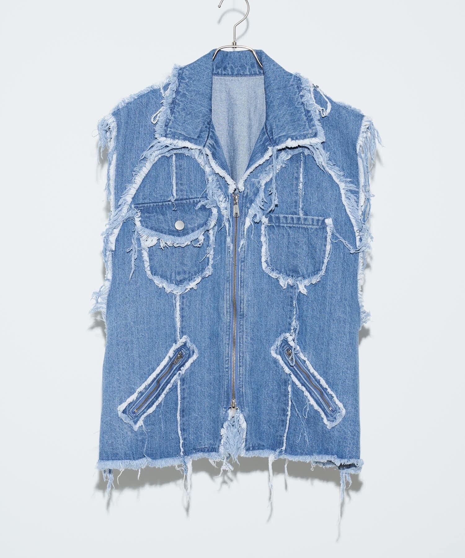 seyto Damage zip denim vest / ダメージジップデニムベスト