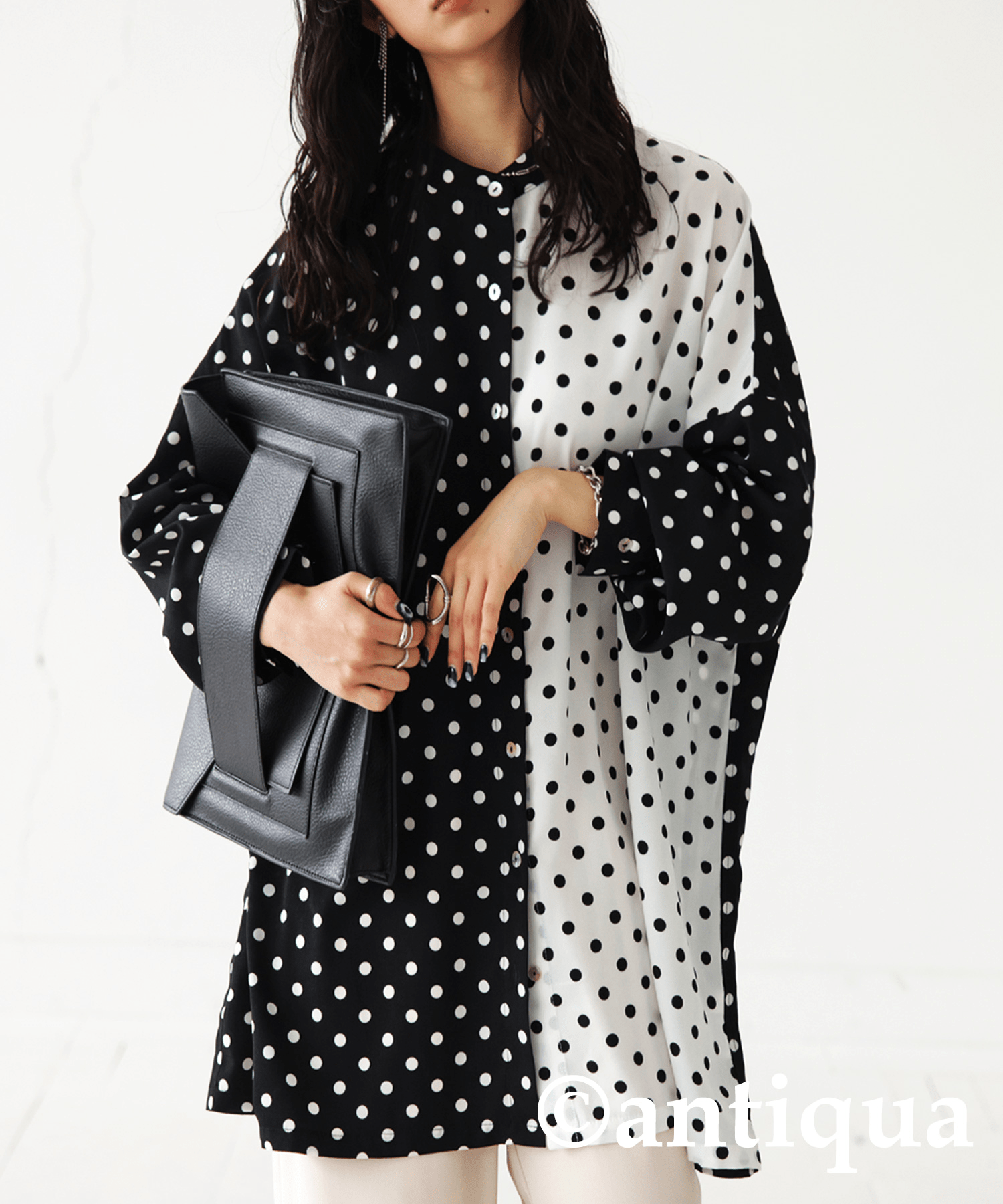 antiqua ドット柄シャツ シャツ レディース トップス 長袖・pk-00903
