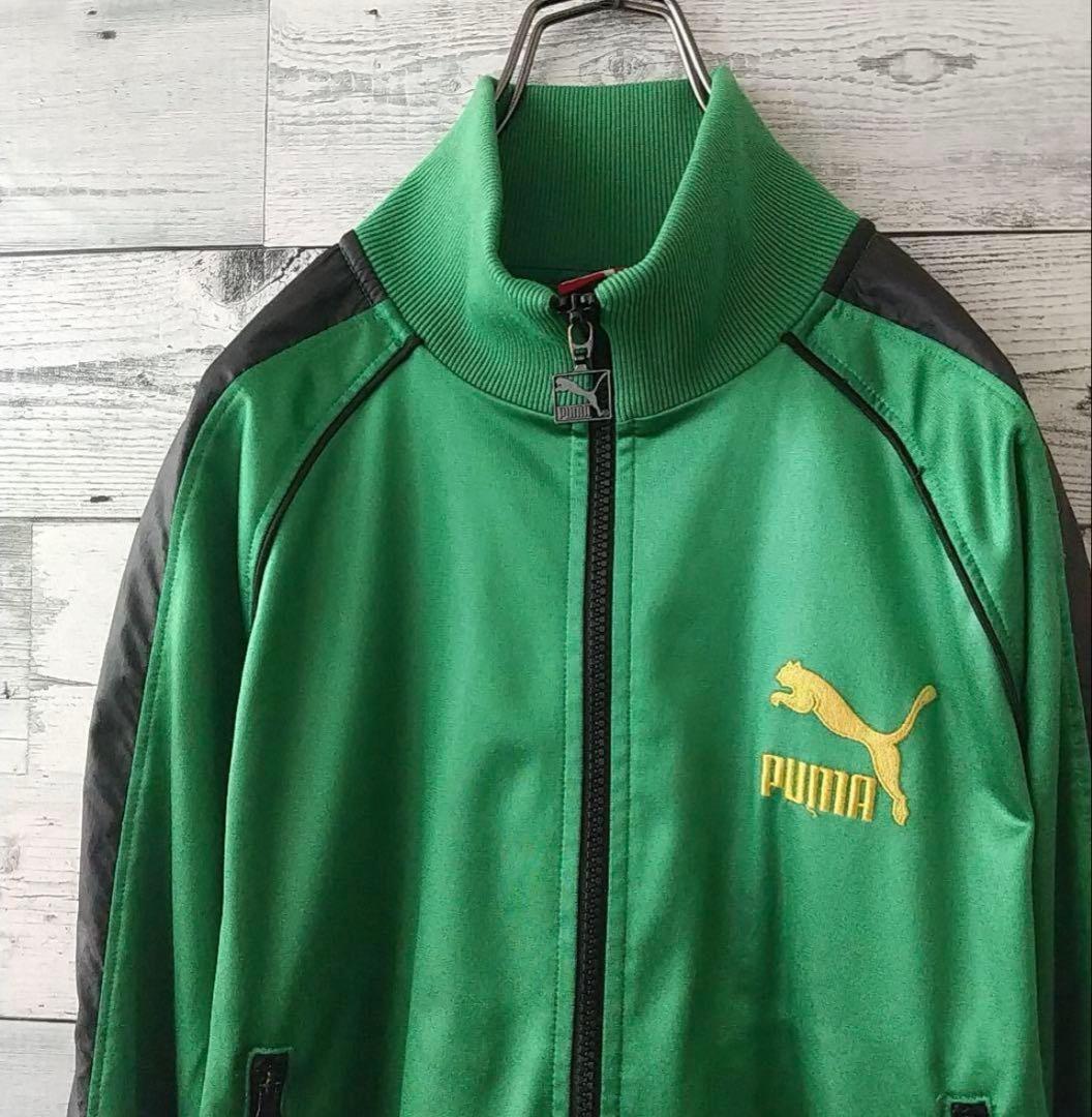 PUMA プーマ 刺繍ロゴ 異素材 ナイロン 切替 トラックジャケット