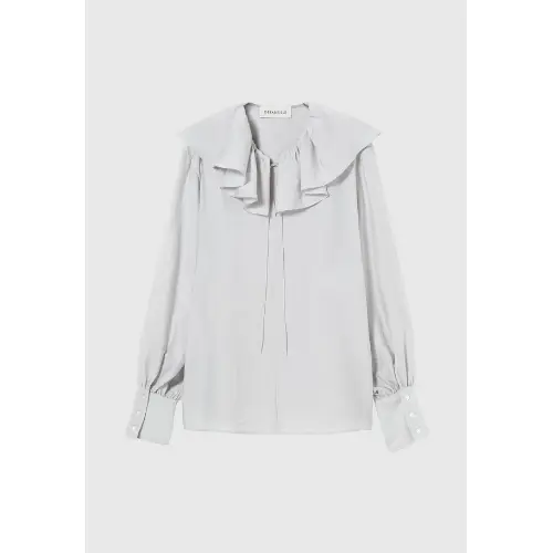 DÉPAREILLÉ SHEER SILK RUFFLE BLOUSE