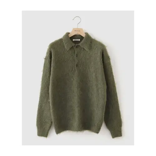 AURALEE BRUSHED SUPER KID MOHAIR KNIT ポロ