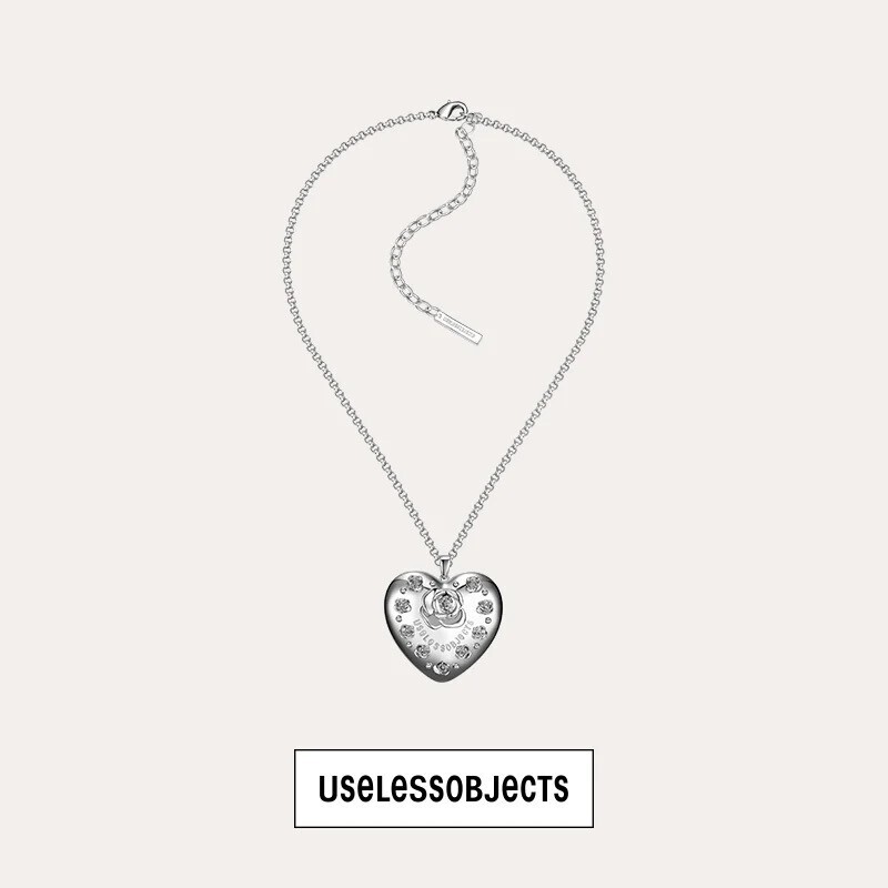 uselessobjects rose pink heart necklace