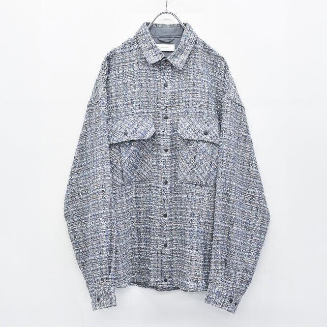 THE JEAN PIERRE Dove Tweed Shirt - MELANGE BLUIE