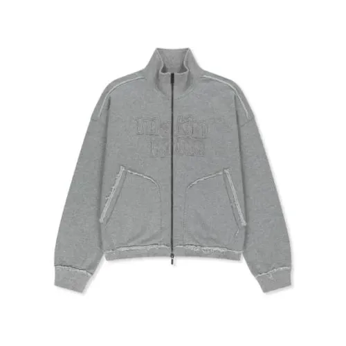 Matin Kim MIXED WAFFLE APPLIQUE LOGO ZIP UP
