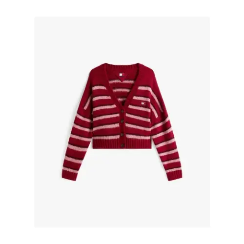 Tommy Jeans バッジボーダーフラッフィカーディガン