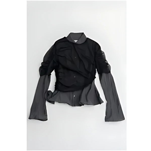 PRANK PROJECT Tulle layered ruffle hem fabric shirt