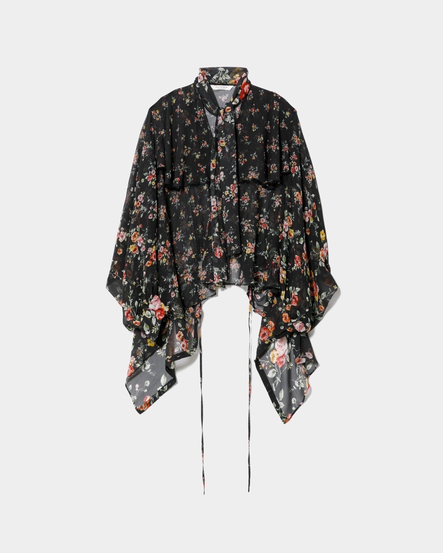 beautiful people double-end flower pt silk ruffle blouse