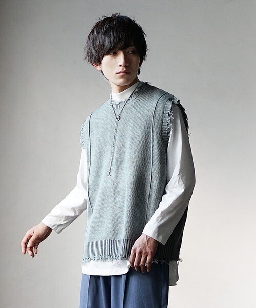 MinoriTY ヴィンテージライク ニットベスト メンズ 春服 23SS