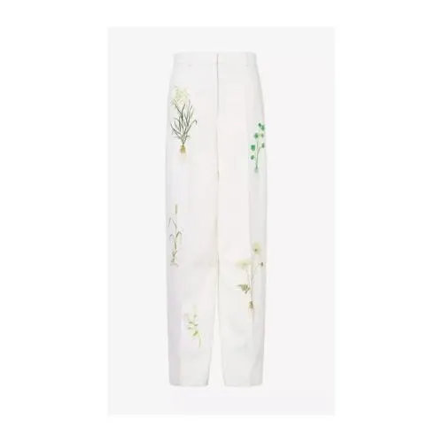 Stella McCartney Floral-Embroidered Straight-Leg Wool-Blend Trousers