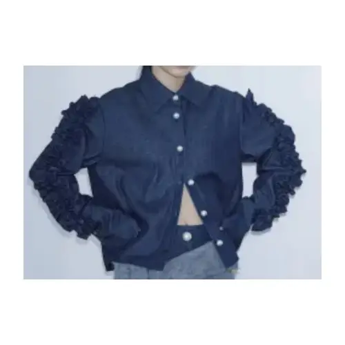 hue DAY TO EVENING Denim Ruffle Sleeve Shirts