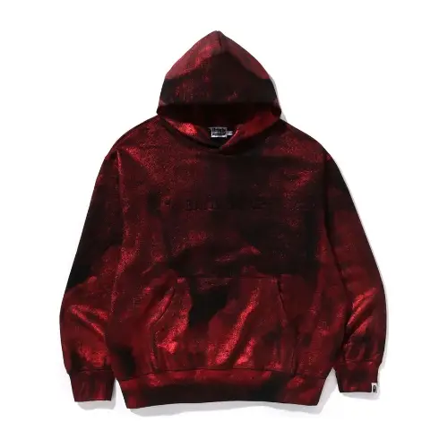 A BATHING APE COATTED EMBOSS LOGO RELAXED FIT PULLOVER HOODIE