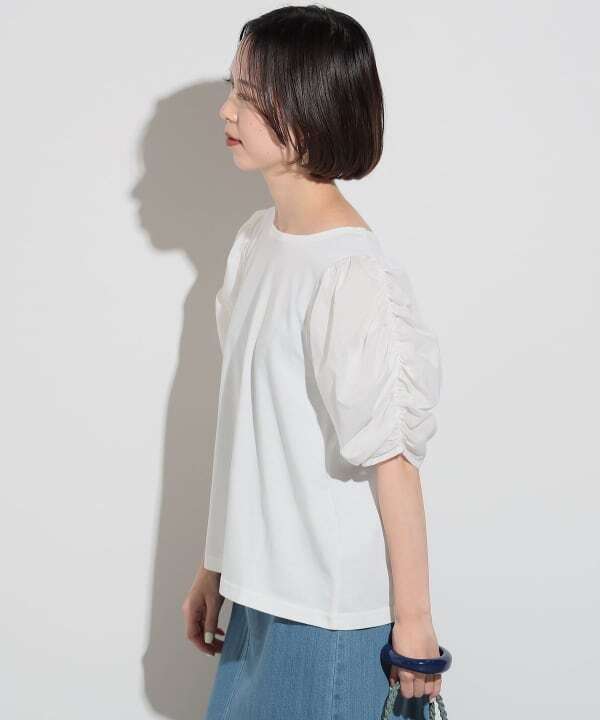 BEAMS HEART 袖異素材 ギャザープルオーバー