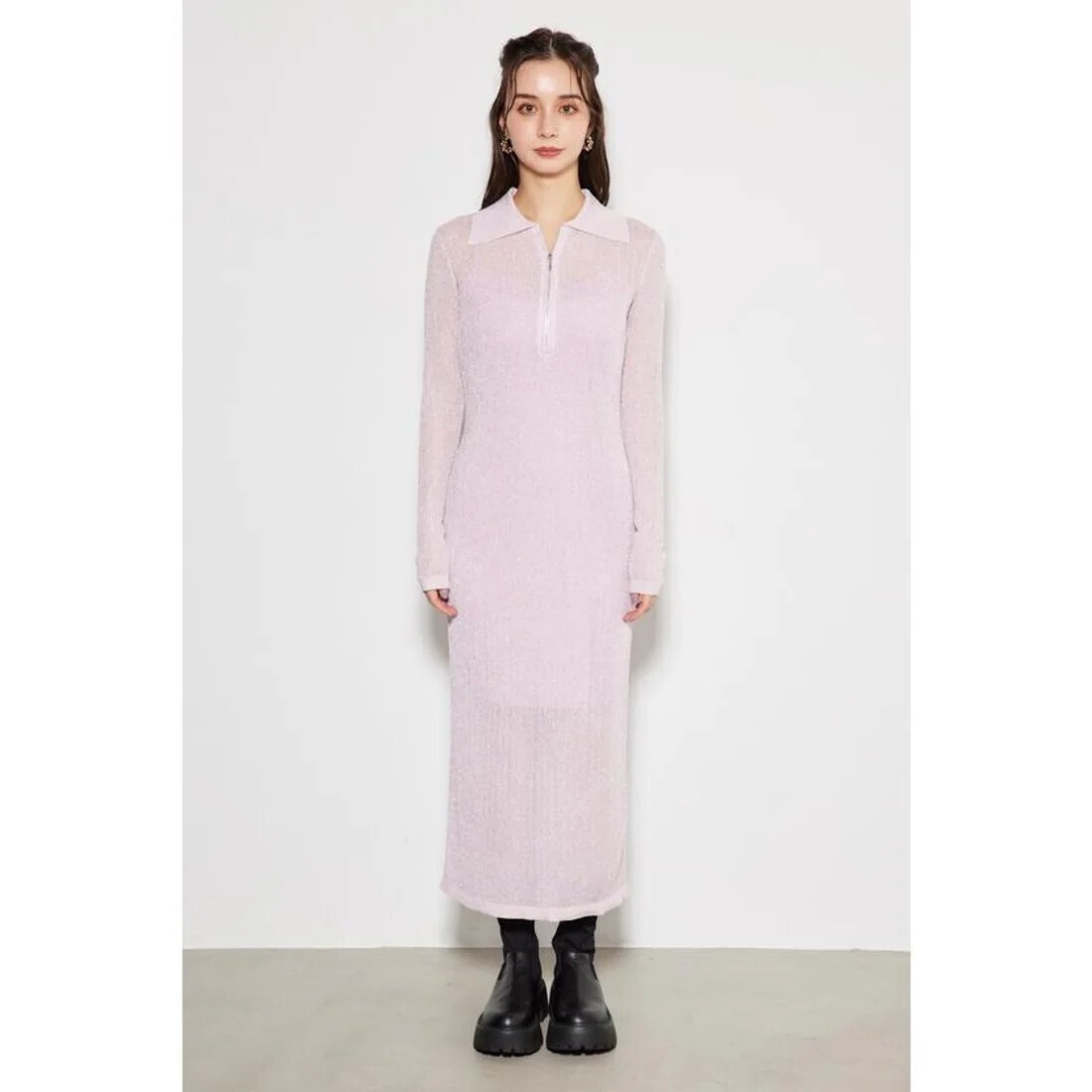 rienda フロントジップSR Knit