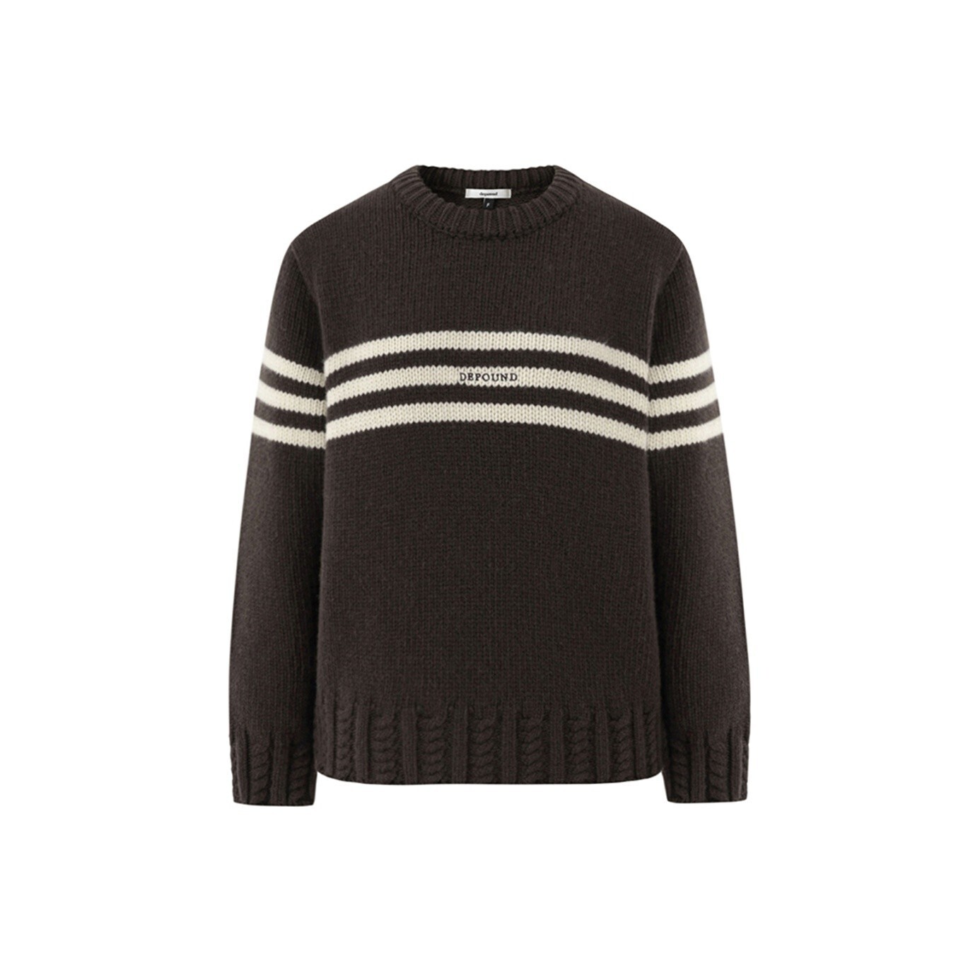 depound dpwd cable rib pullover - brown