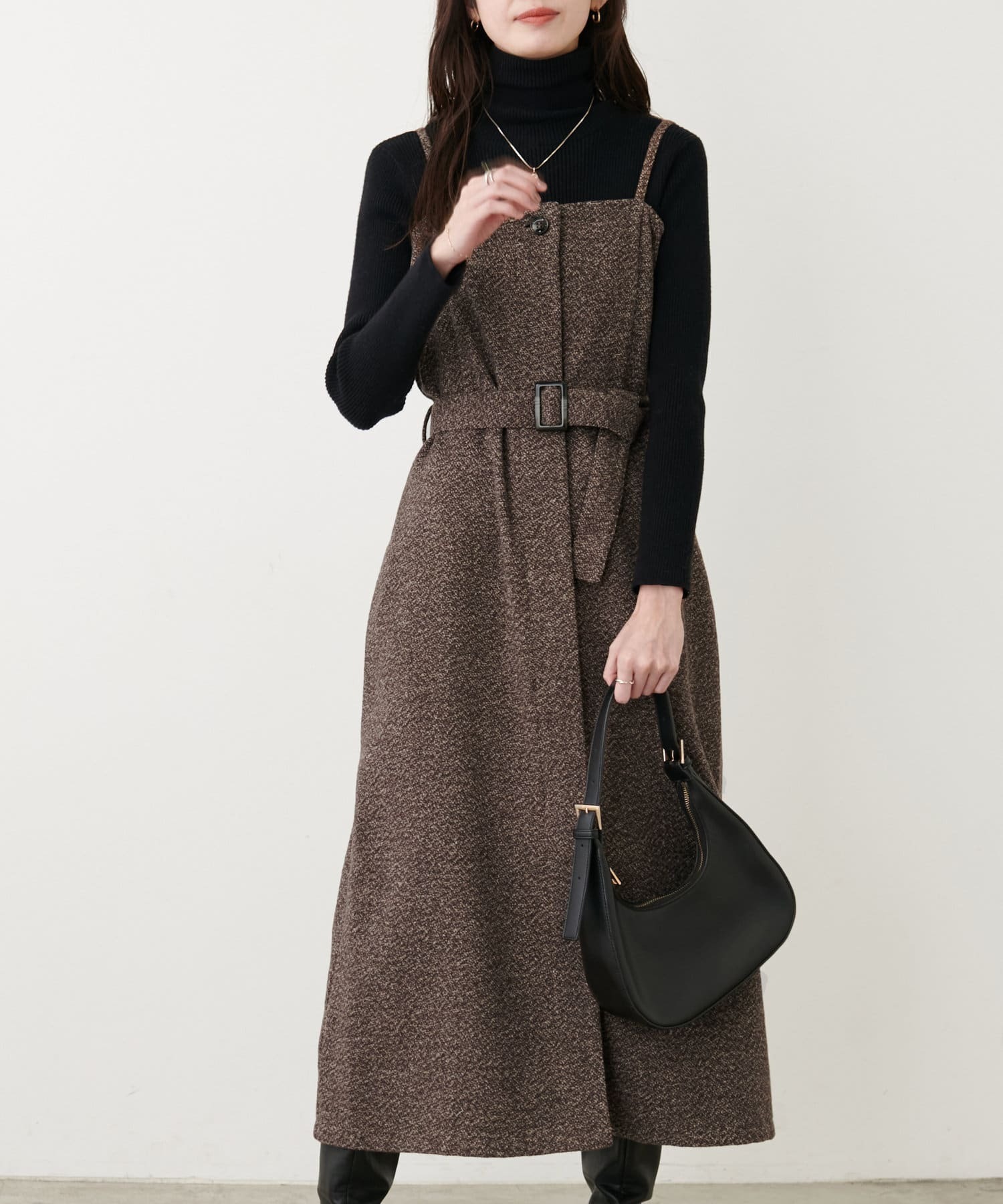 natural couture ツイードキャミソールワンピース