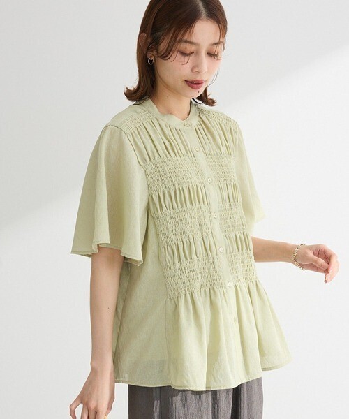 Green Parks マジョリカシャーリングブラウス