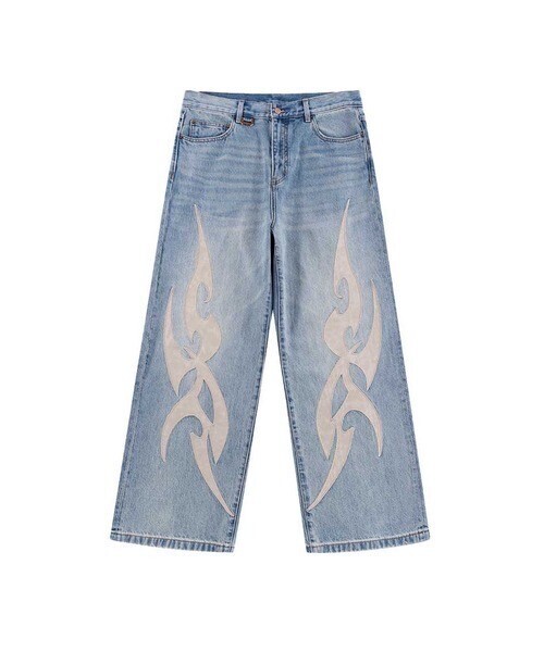 SUPPLIER Tribal Leather Patch Baggy Denim Jeans