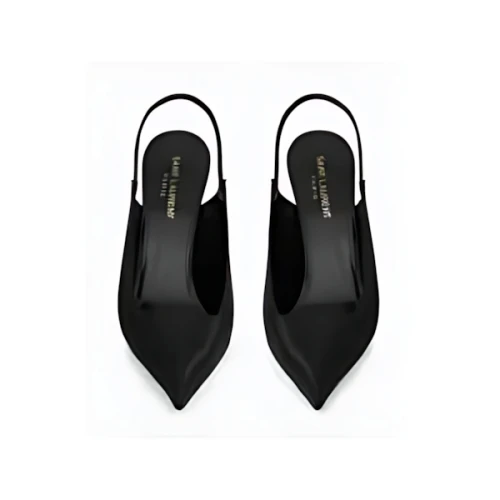 SAINT LAURENT RAVEN SLINGBACK PUMPS IN SATIN CREPE