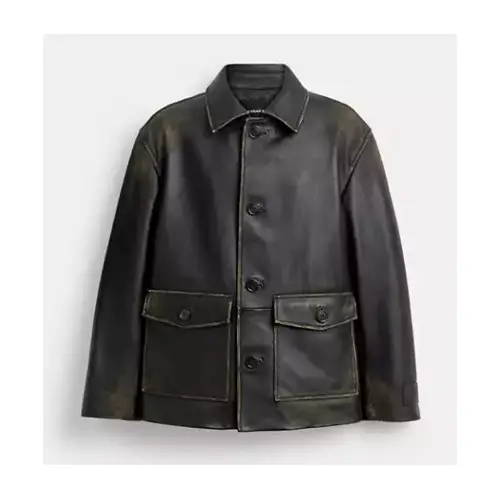 COACH ラブド レザー シャツ ジャケット
