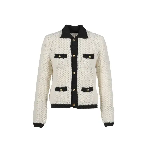 ERNEST W. BAKER CROCHET CONTRAST POCKET CARDIGAN