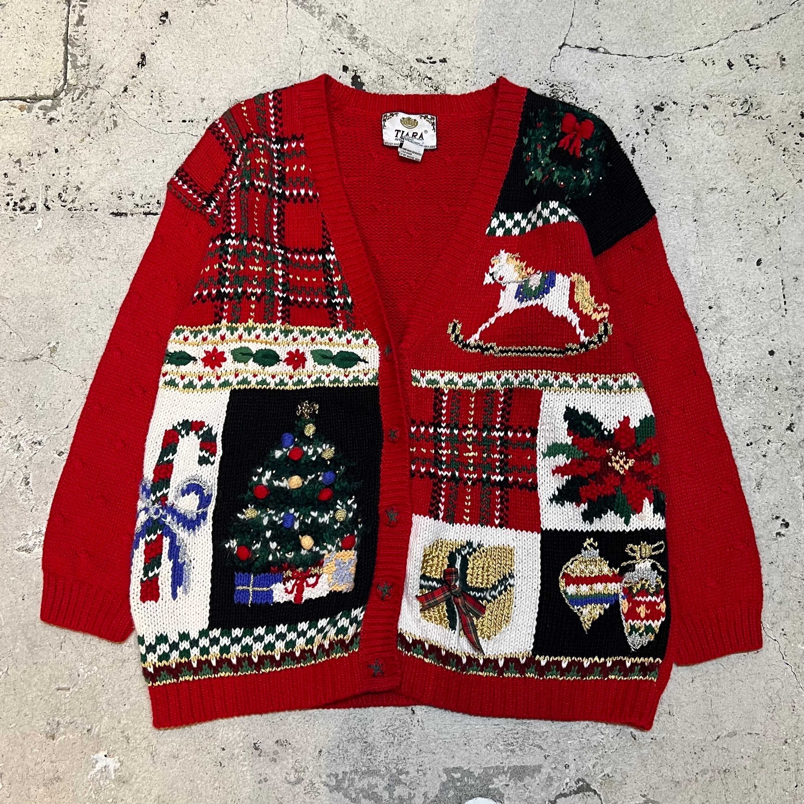 Tiara クリスマス柄 ニットカーディガン