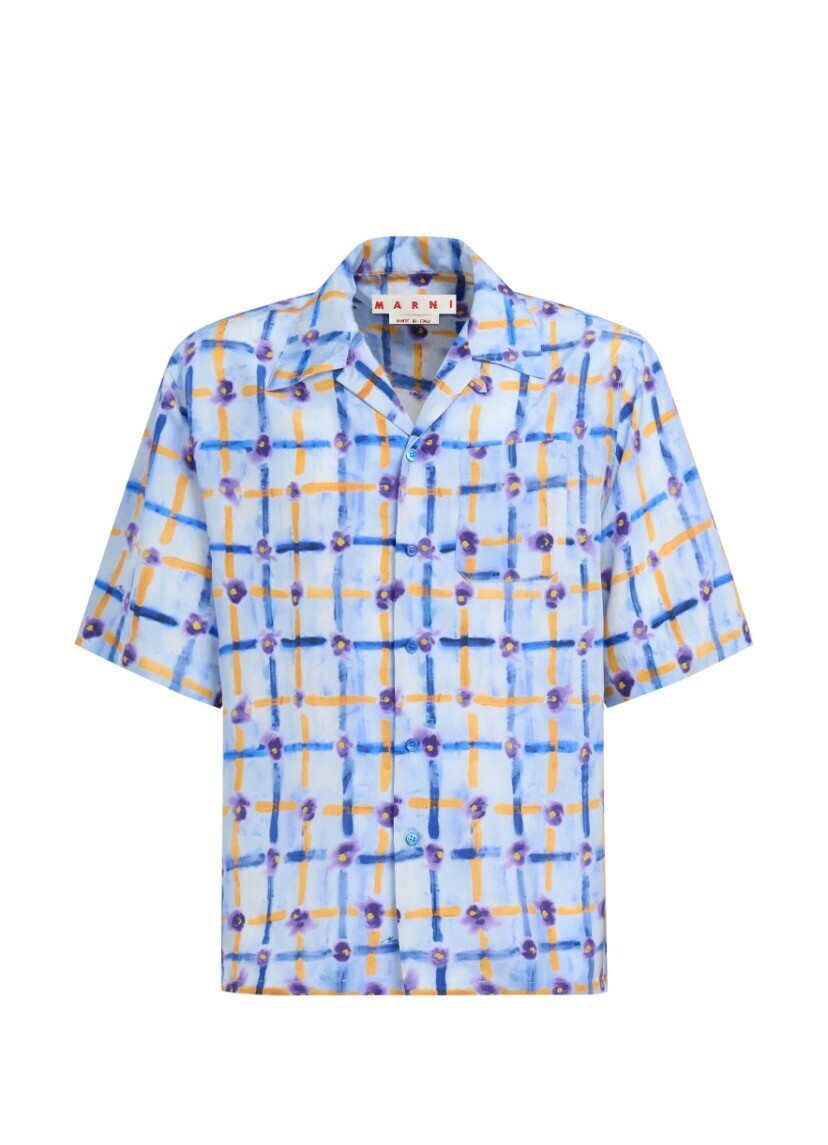 MARNI Saraband プリント ハボタイシルク製ボウリングシャツ