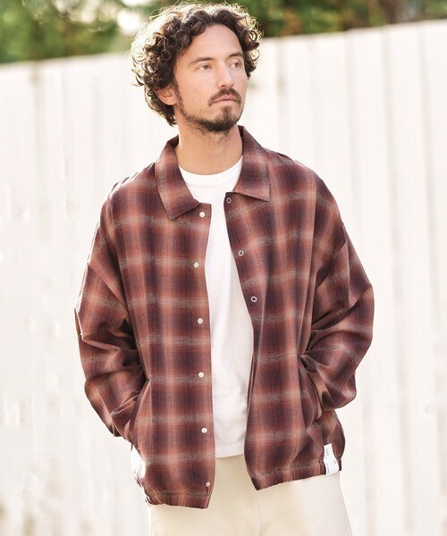 CAMBIO mj9015-Cotton Linen Ombre Check Coach Jacket