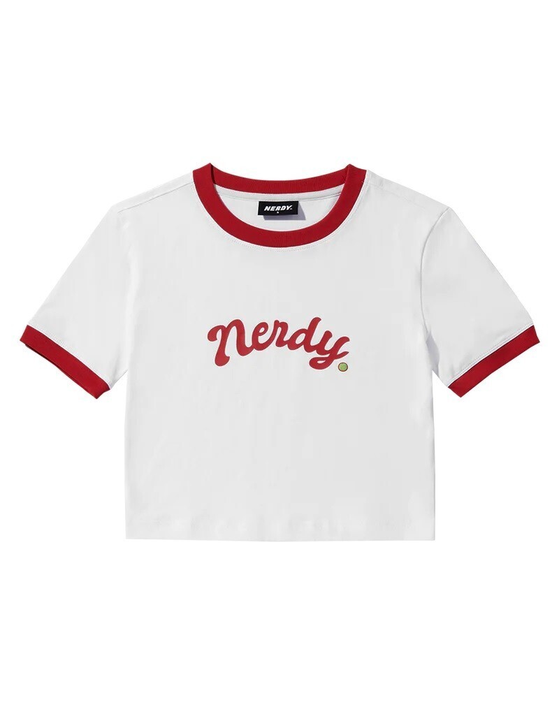NERDY ウィメンズカーシブロゴリンガークロップドTシャツ
