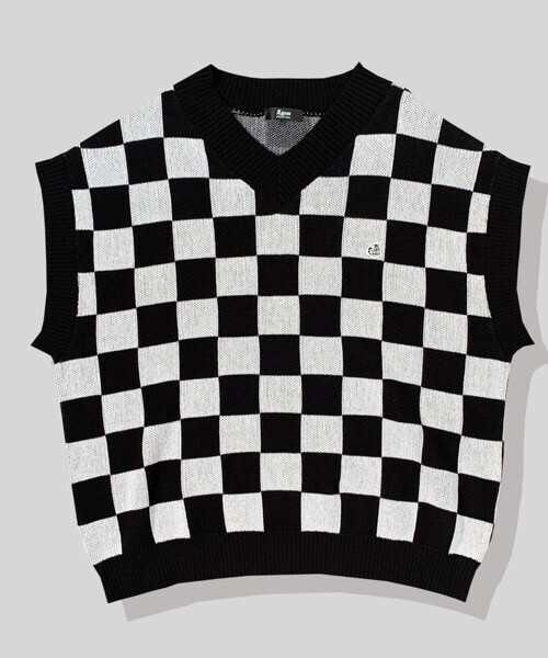 A'gem CHECKERFLAG VEST/チェッカーフラッグ ニットベスト