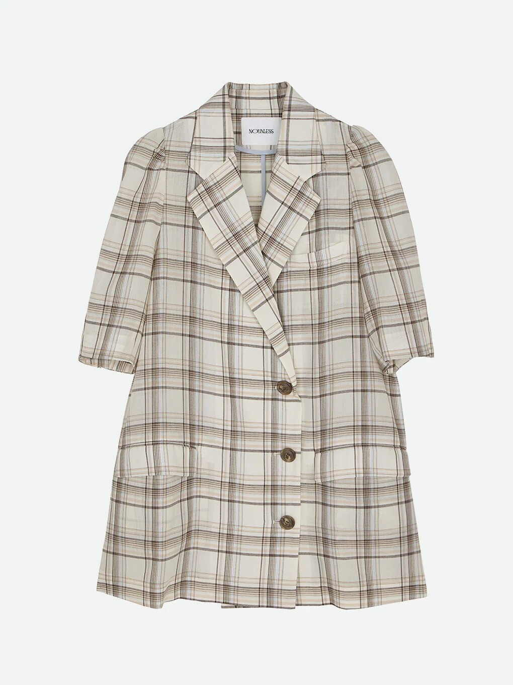 NOUNLESS SHEER CHECK HALF SLEEVE JACKET