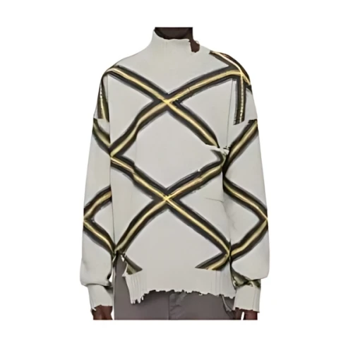MARNI グレー ブロークンウール製 ジャンパー、アーガイルモチーフ