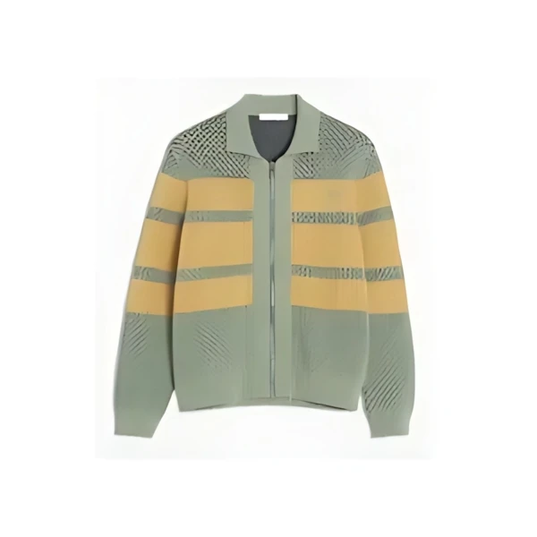 Maison Kitsune ストライプ メッシュ ニット ジップ ブルゾン
