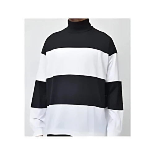 MARNI コットンボーダータートルネックカットソー
