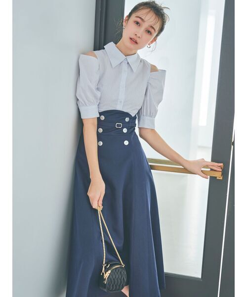 dazzlin 【WEB限定カラーあり】オープンショルダートレンチワンピース