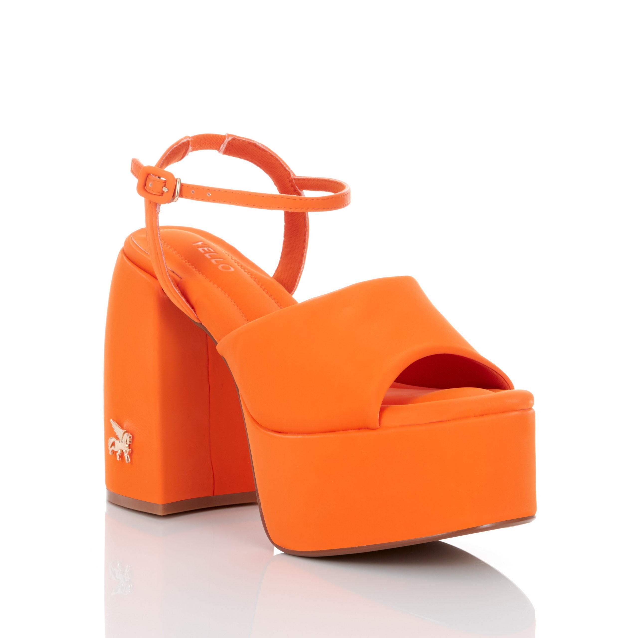 YELLO FLORIDA ORANGE CHUNKY HEEL SANDALS
