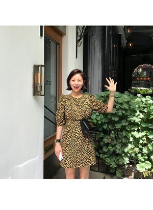 IMVELY レオパードパフミニワンピース 2カラー